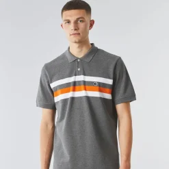 Polo Shirts*Pretty Green Stripe Polo in Grey