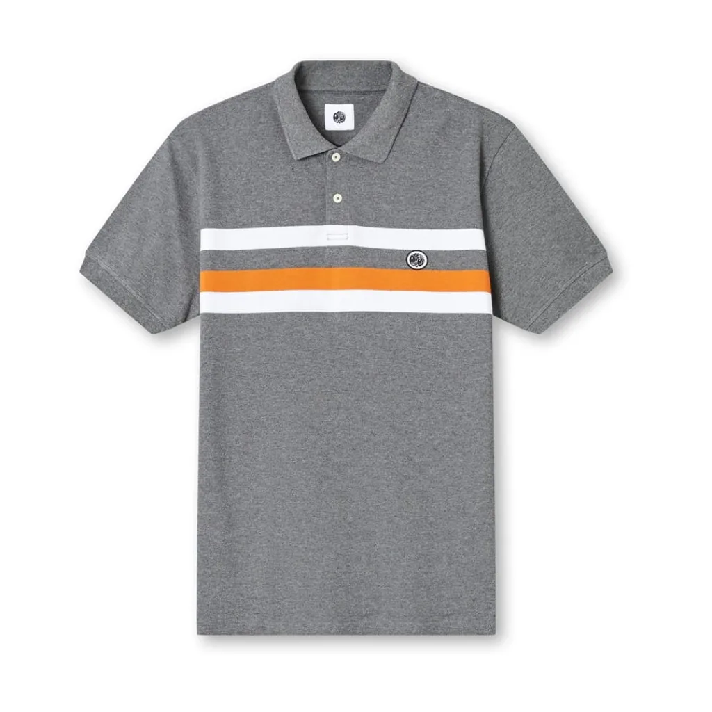 Polo Shirts*Pretty Green Stripe Polo in Grey