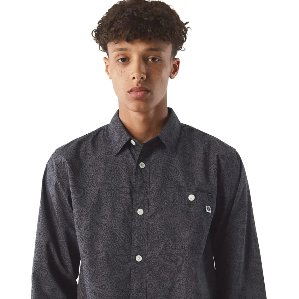 Shirts*Pretty Green Tonal Paisley Regular Fit Shirt in Black