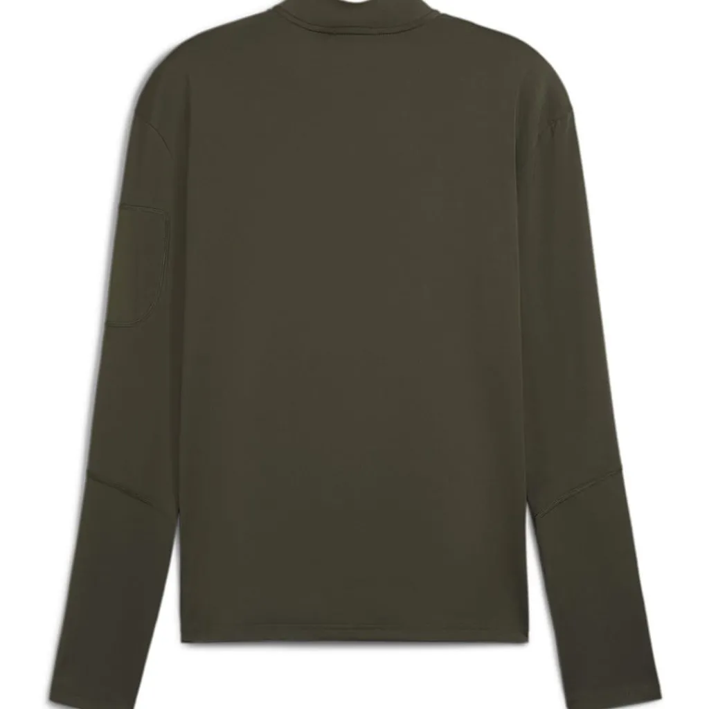 Fitness And Gymwear*Puma Flex Zip Neck Long Sleeve Athletic Top in Green
