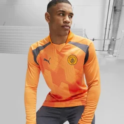 Football And Rugby Clothing*Puma Manchester City Pre Match Sweat T-Shirt 2023 2024 Adults in Orange