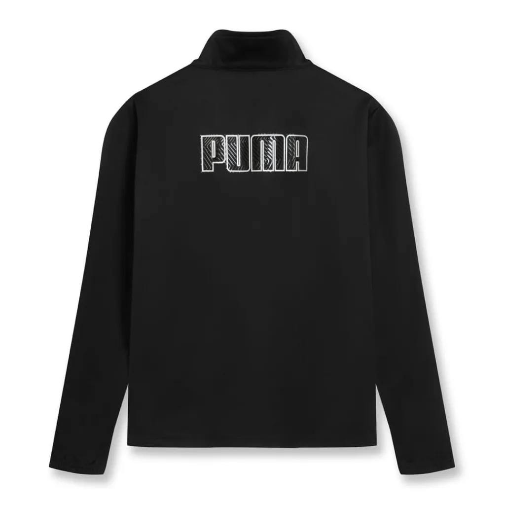 Fitness And Gymwear*Puma Mens Finesse Performance Quarter Zip Drill Top in Black