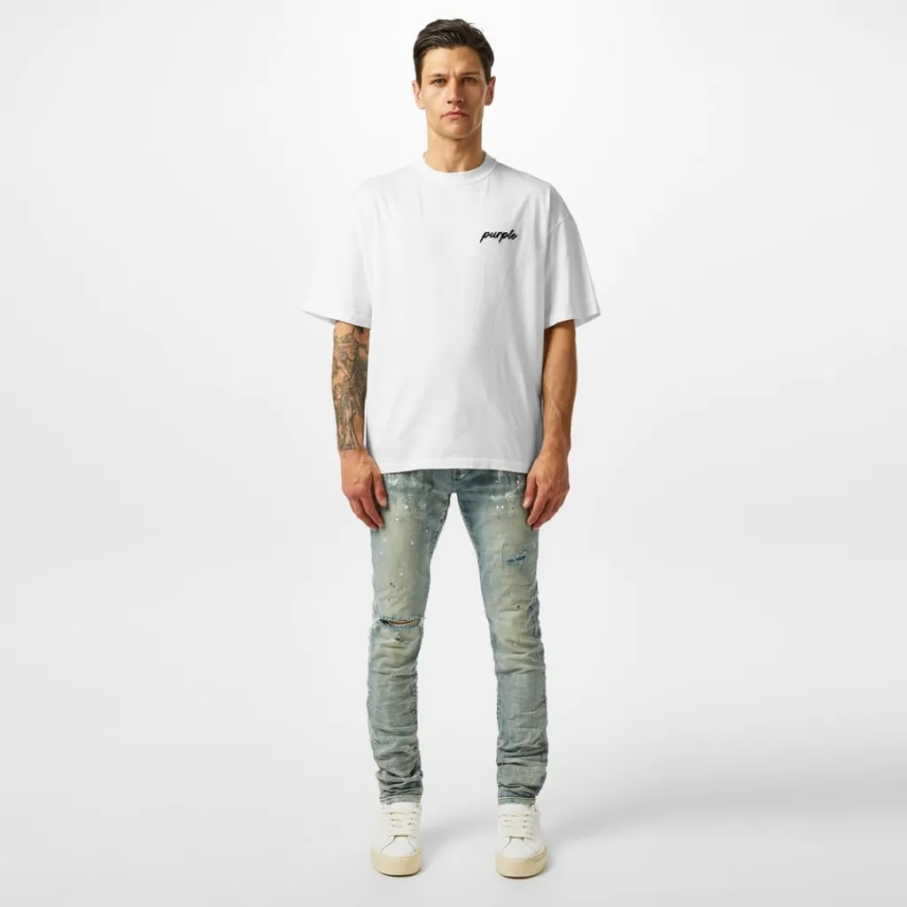 Jeans*Purple Brand Mid Rise Slim Leg Jeans in Blue