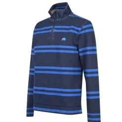Polo Shirts*Raging Bull Stripe High Neck Relaxed Fit Sweatshirt in Blue