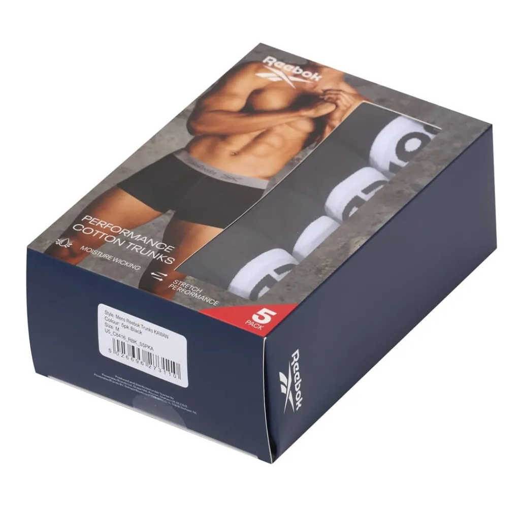Underwear And Socks*Reebok Kawan 5 Pack Trunks in Black