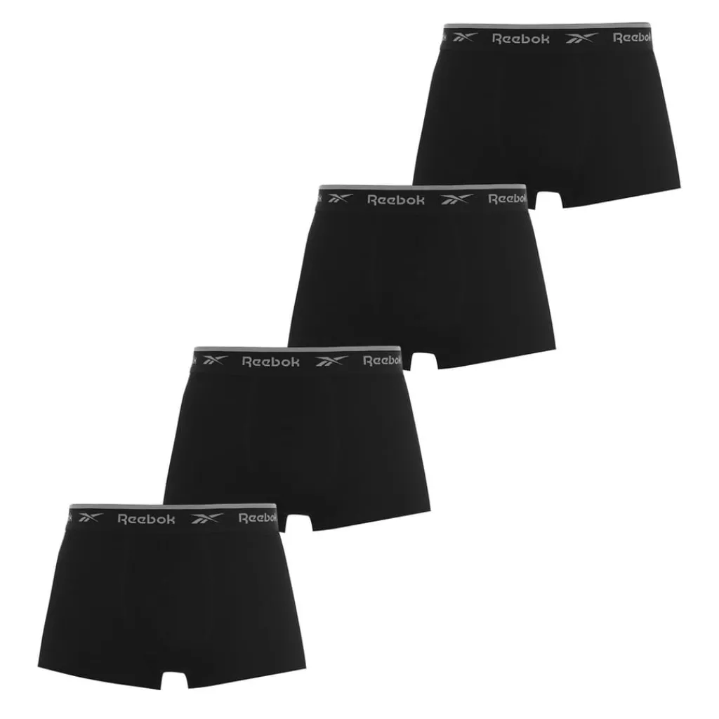 Underwear And Socks*Reebok Mens 4 Pack Boxer Shorts in Black