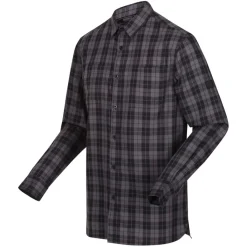 Shirts*Regatta Lance Organic Cotton Long Sleeve Shirt in Black Grey