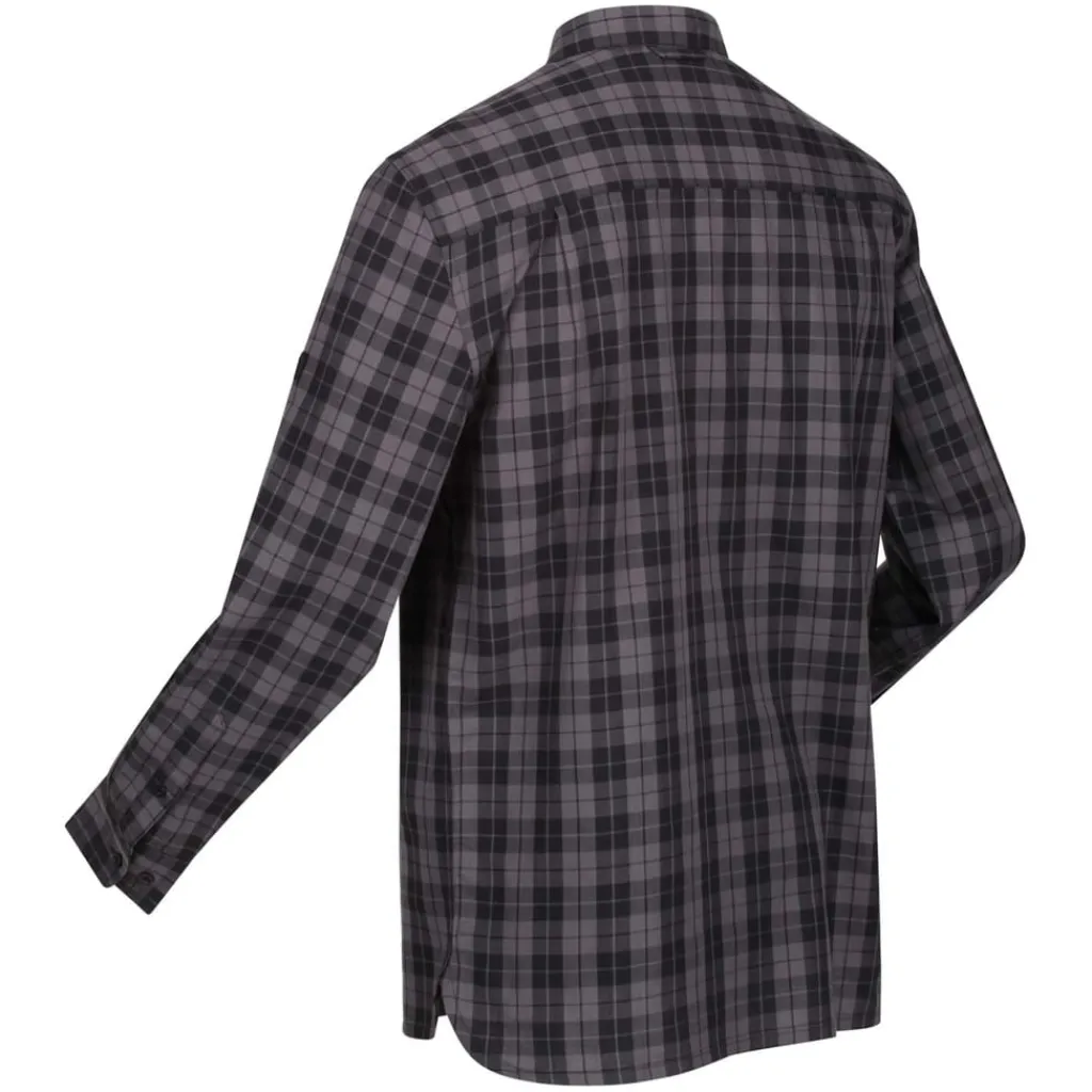 Shirts*Regatta Lance Organic Cotton Long Sleeve Shirt in Black Grey