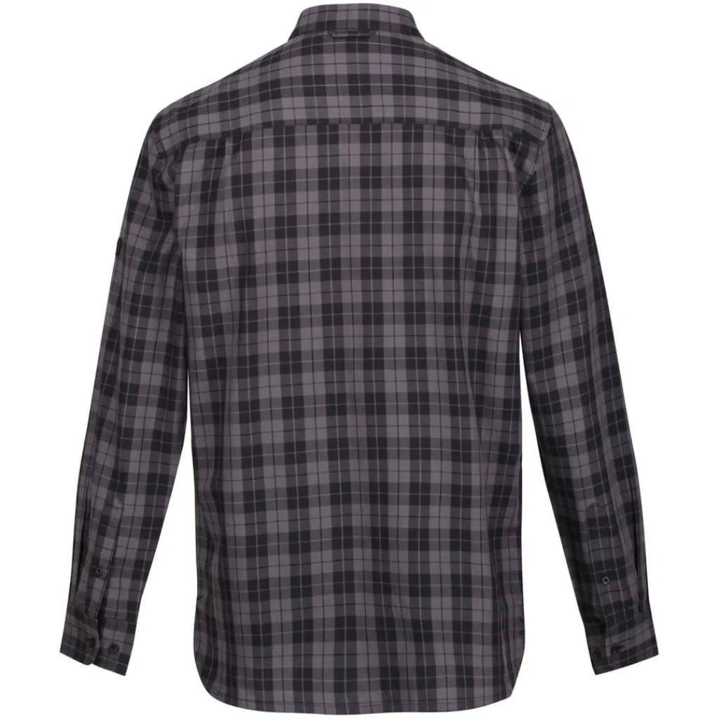 Shirts*Regatta Lance Organic Cotton Long Sleeve Shirt in Black Grey