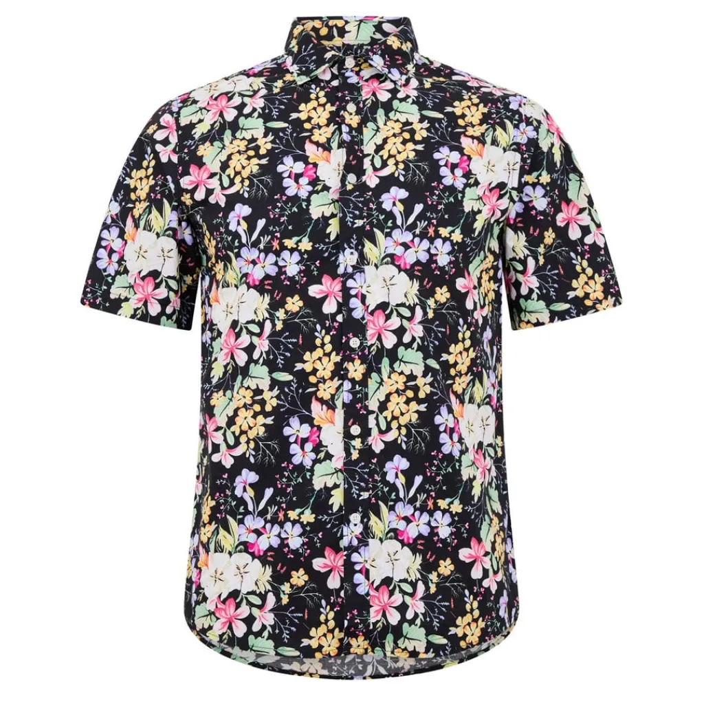 Shirts*Replay Floral Print Regular Fit Shirt in Black