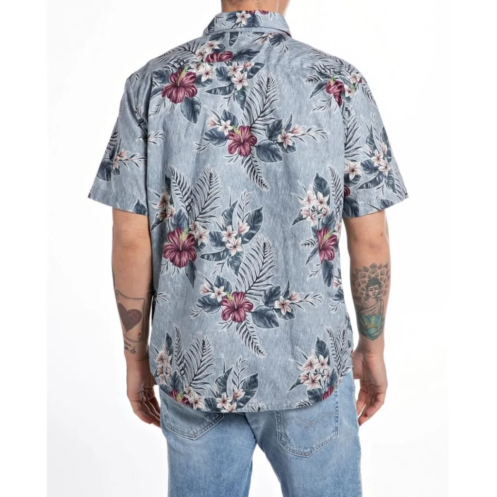 Shirts*Replay Floral Print Regular Fit Shirt in Blue