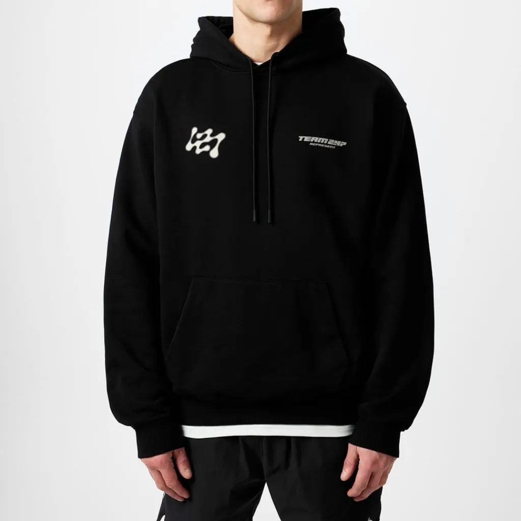 Fitness And Gym Tops*Represent 247 Future Over Size Hoodie in Black