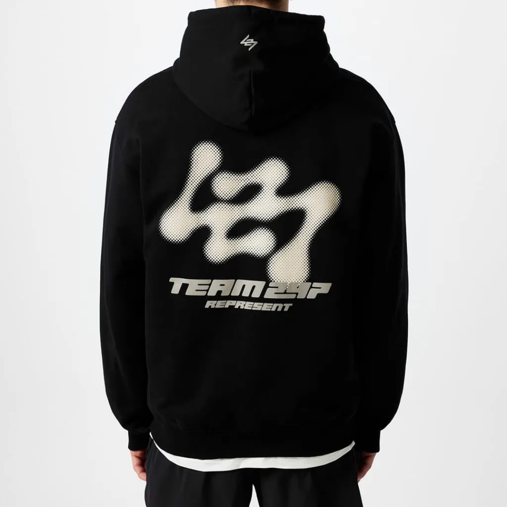 Fitness And Gym Tops*Represent 247 Future Over Size Hoodie in Black