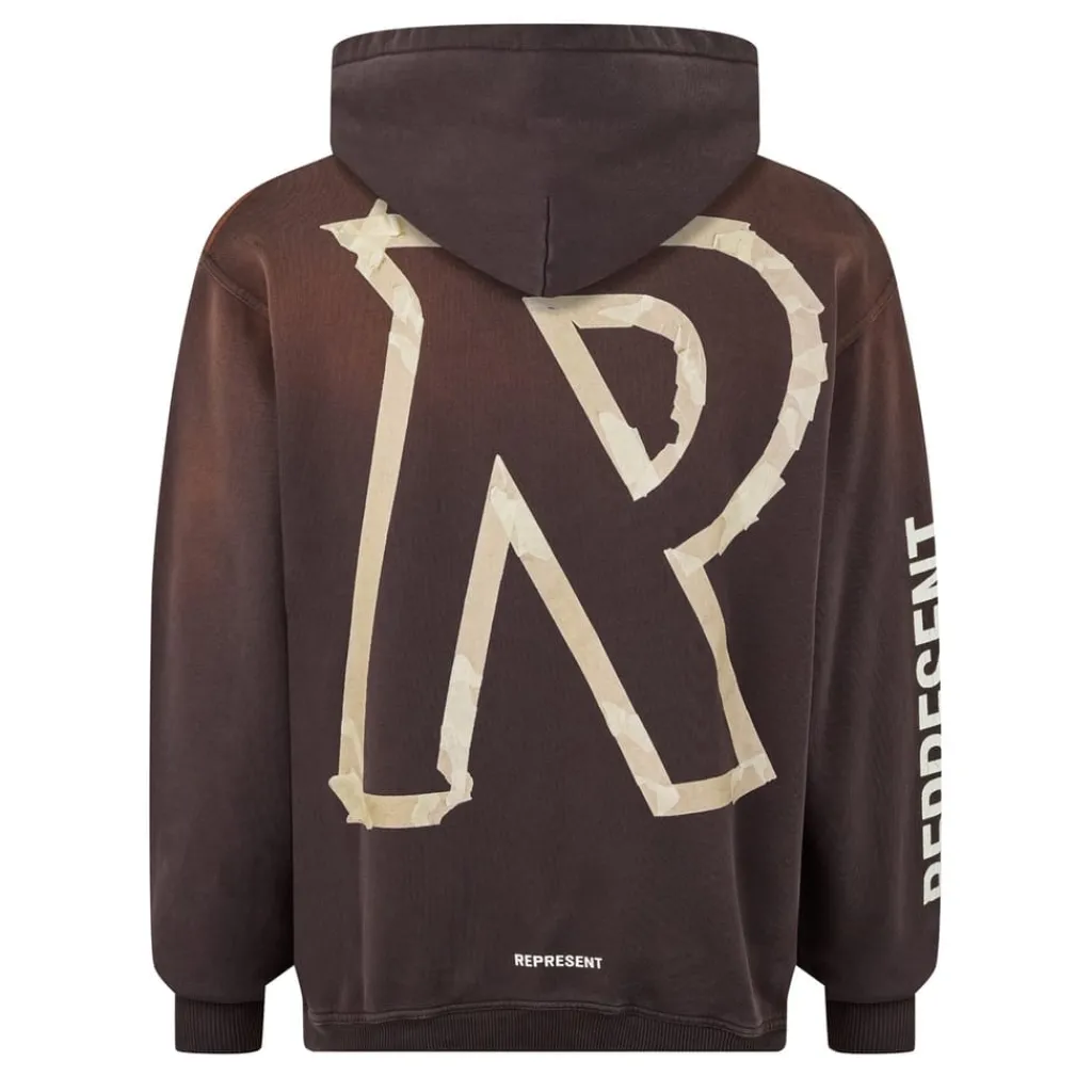 Hoodies*Represent Masking Tape Initial Hoodie in Brown