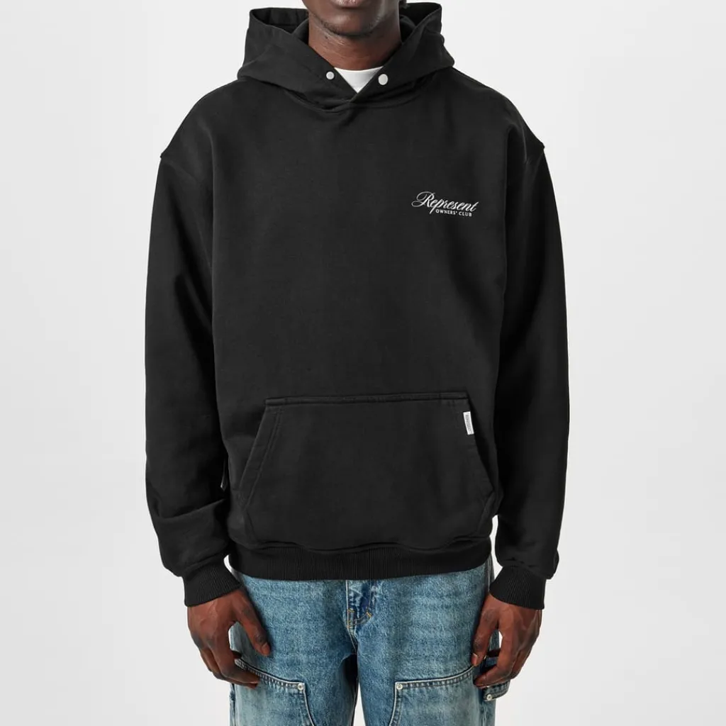 Hoodies*Represent Owners Script Hoodie in Black