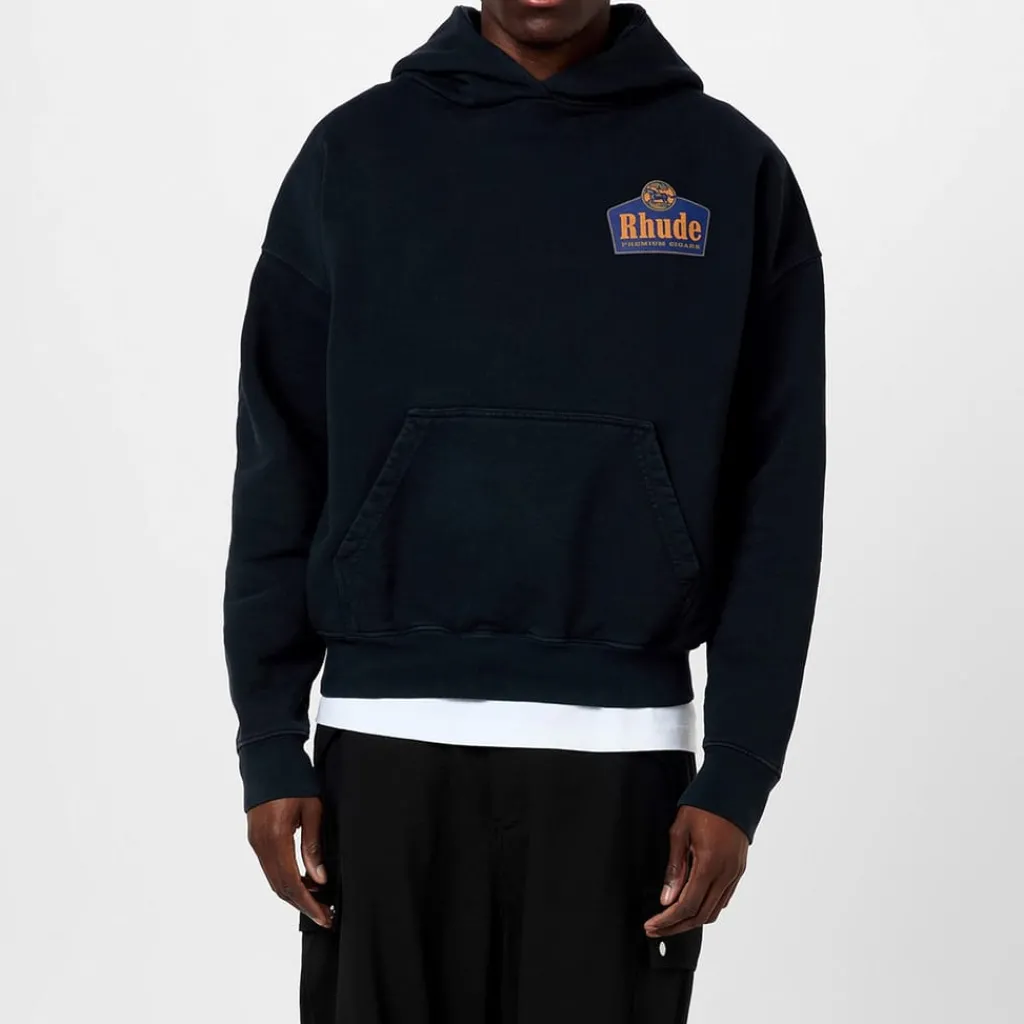 Hoodies*Rhude Grand Cru Hooded Sweatshirt in Black