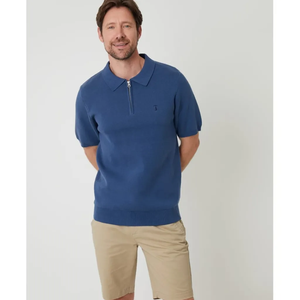 Knitwear*Saltwell Sslvzp Polo in Blue
