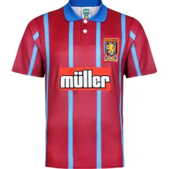 Football And Rugby Clothing*Score Draw Aston Villa Retro Home Shirt 94 Adults in Red