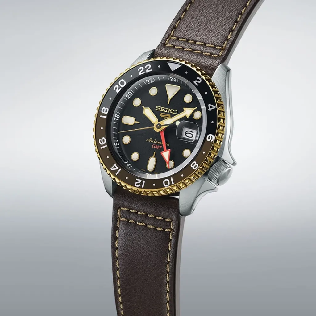 Jewellery-Watches*Seiko 5 Sports Skx Gmt Bi Colour Watch in Silver