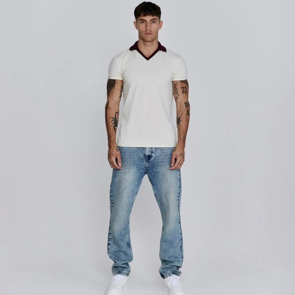 Polo Shirts*SikSilk Contrast Collared Slim Fit Polo Shirt in White
