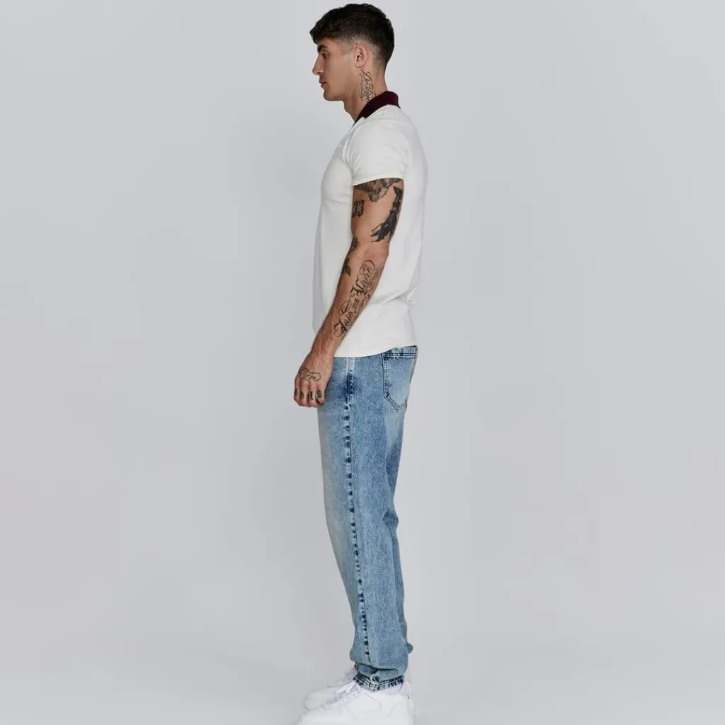 Polo Shirts*SikSilk Contrast Collared Slim Fit Polo Shirt in White
