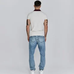 Polo Shirts*SikSilk Contrast Collared Slim Fit Polo Shirt in White