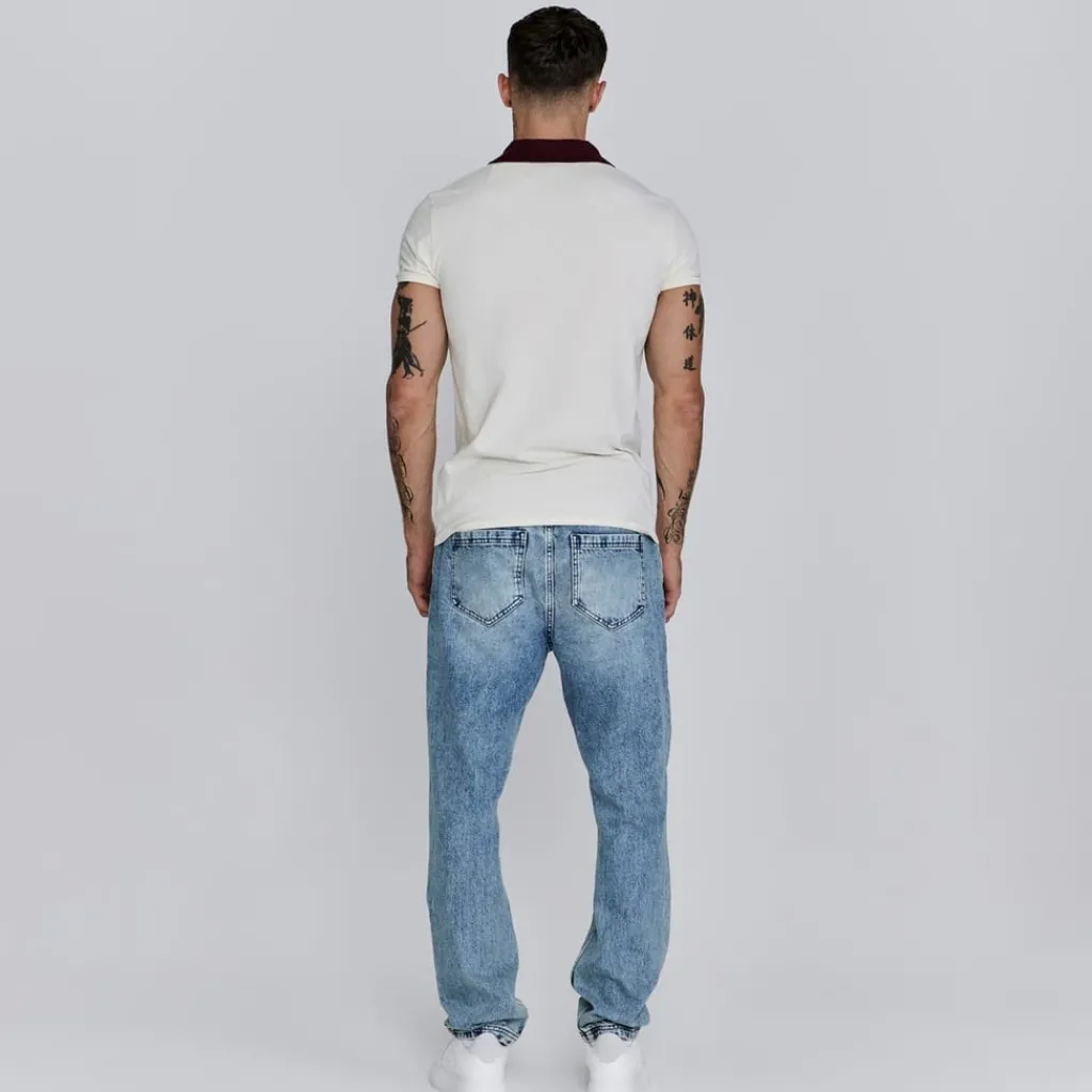 Polo Shirts*SikSilk Contrast Collared Slim Fit Polo Shirt in White