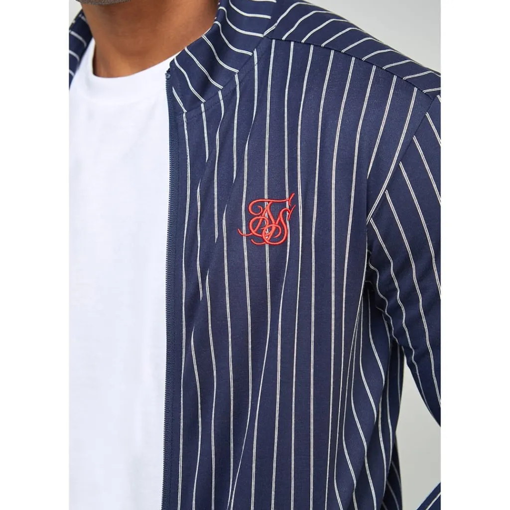 Tracksuits*SikSilk Pins Athletic Mock Neck Long Sleeve Top in Blue
