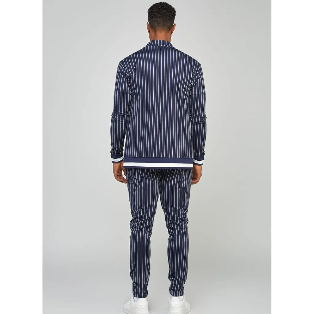 Tracksuits*SikSilk Pins Athletic Mock Neck Long Sleeve Top in Blue
