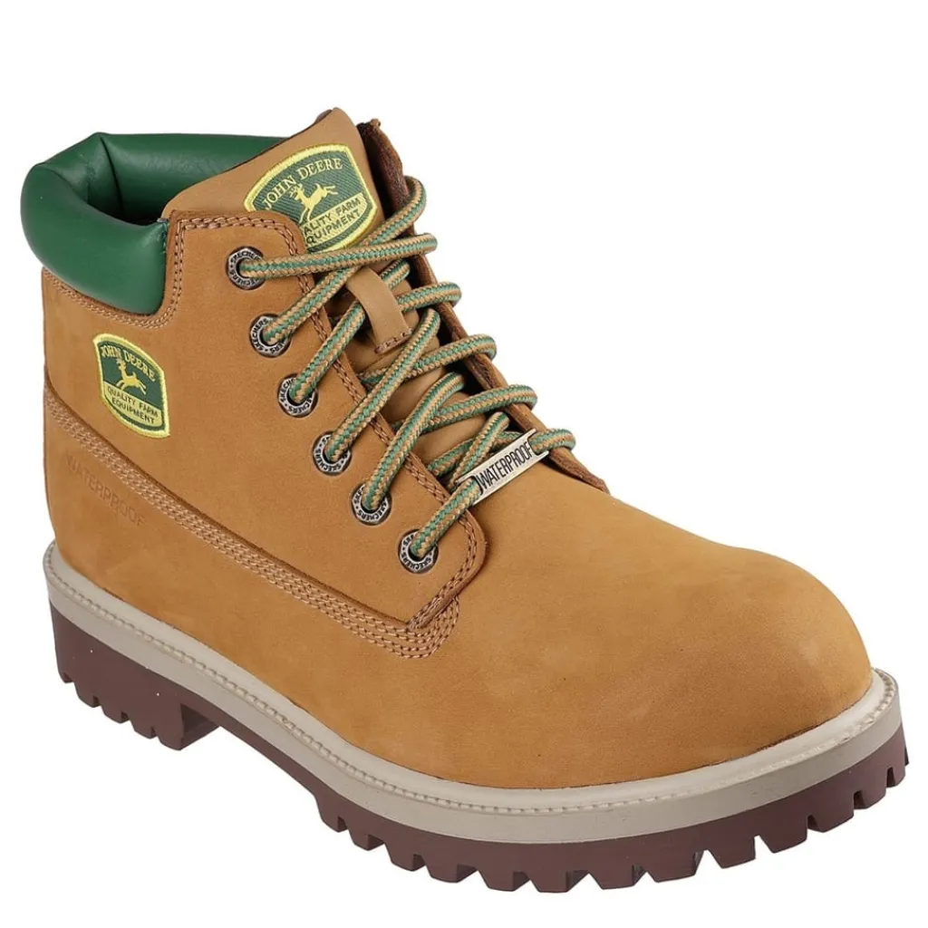 Boots*Skechers Dozer Block Heel Leather Safety Boots in Brown