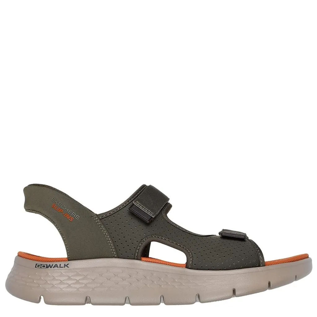 Beach Shoes*Skechers Mens Slip Ins Quarter Strap Sandal Flat Sandals in Green