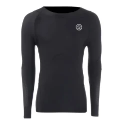 Fitness And Gymwear*Skins Compression Fit Crew Neck Long Sleeve Top in Black