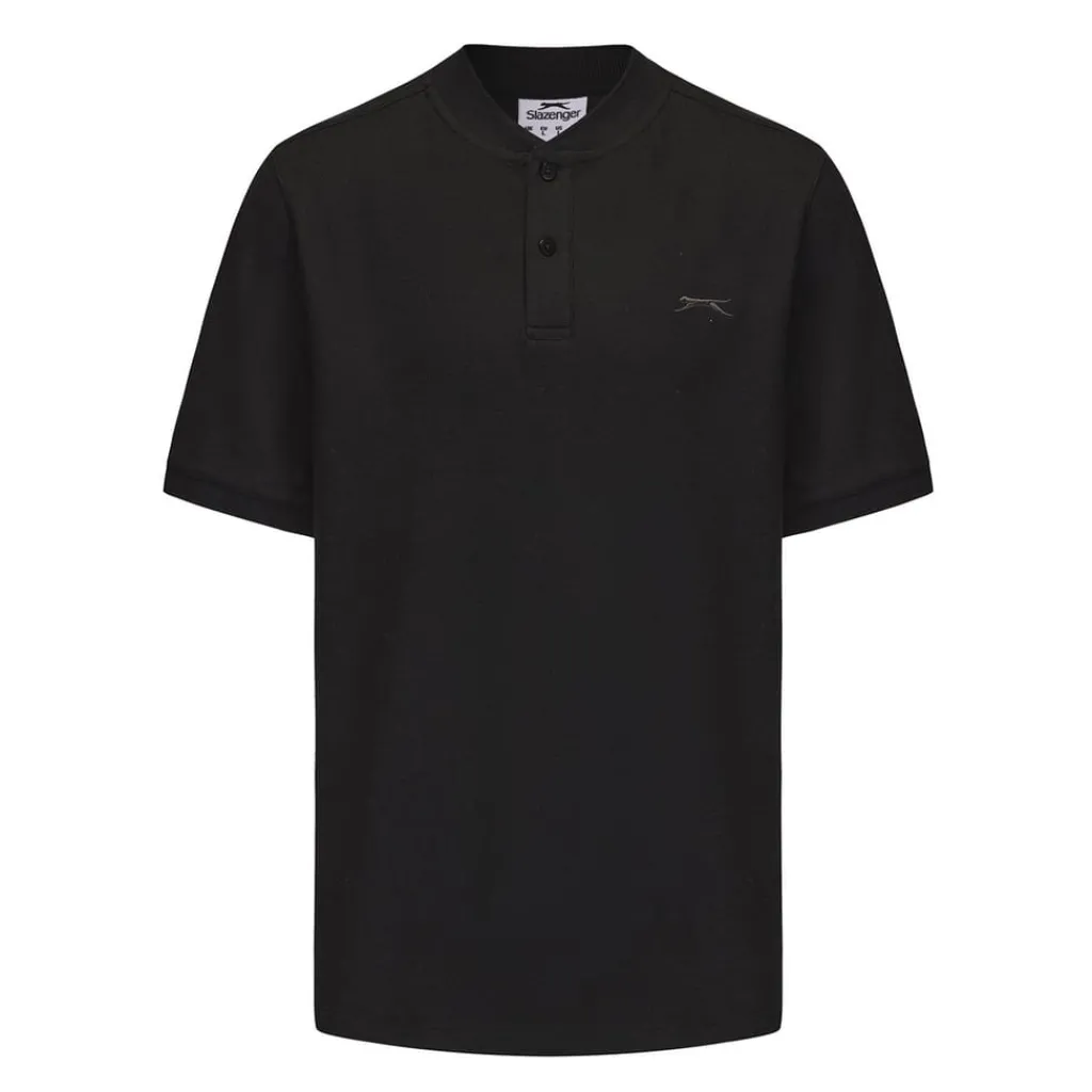Polo Shirts*Slazenger Mens Leisure Henley Polo Short in Black