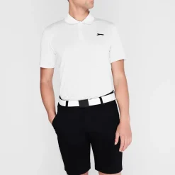 Polo Shirts*Slazenger Mens Micro Stripe Golf Polo Shirt in White