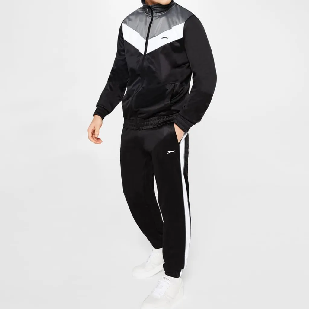 Tracksuits*Slazenger Mens Polyester Tracksuit in Black