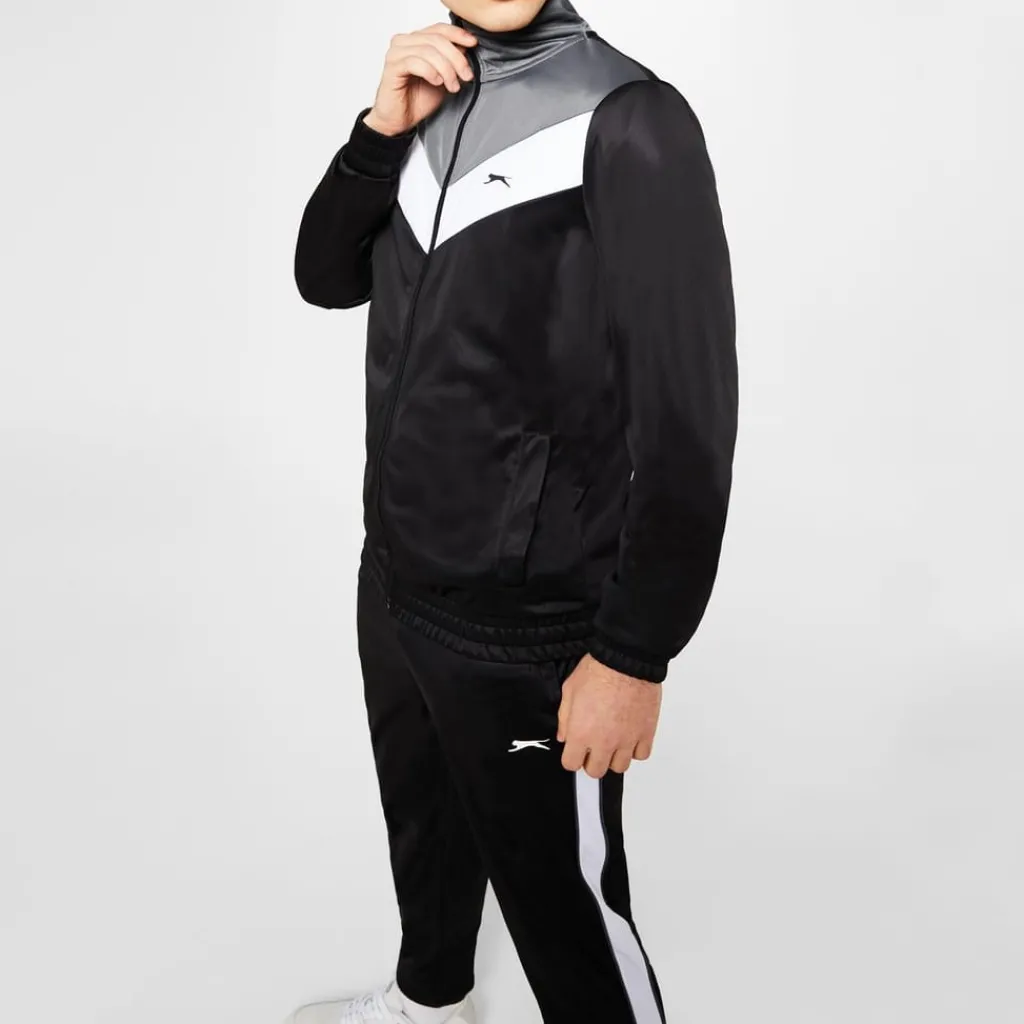 Tracksuits*Slazenger Mens Polyester Tracksuit in Black