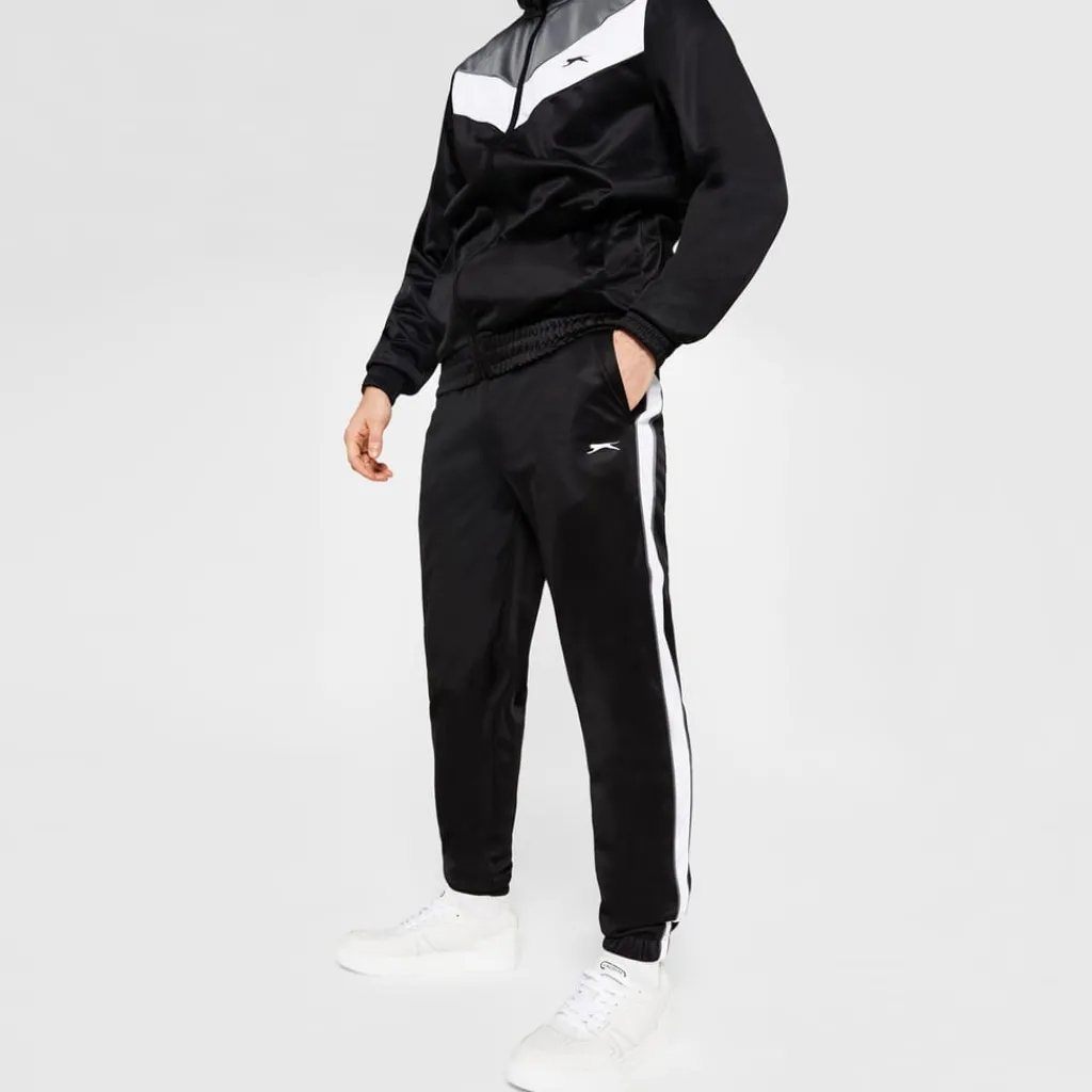 Tracksuits*Slazenger Mens Polyester Tracksuit in Black