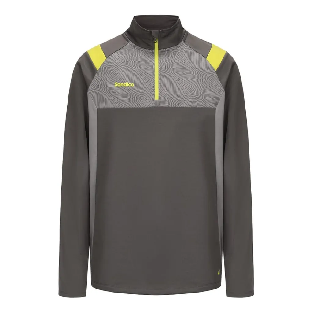 Fitness And Gym Tops*Sondico Mens Blaze Quarter Zip Football Drill Top in Grey