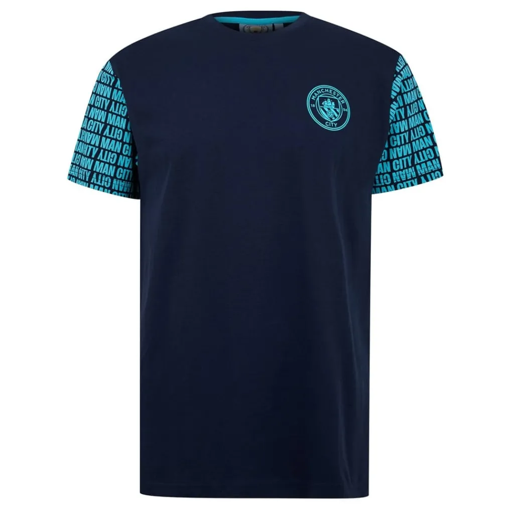 Football And Rugby Clothing*Source Lab Mens Manchester City Graphic T-Shirt in Blue
