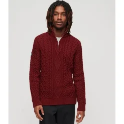 Knitwear*Superdry Jacob Regular Fit Crew Neck Sweater in Red