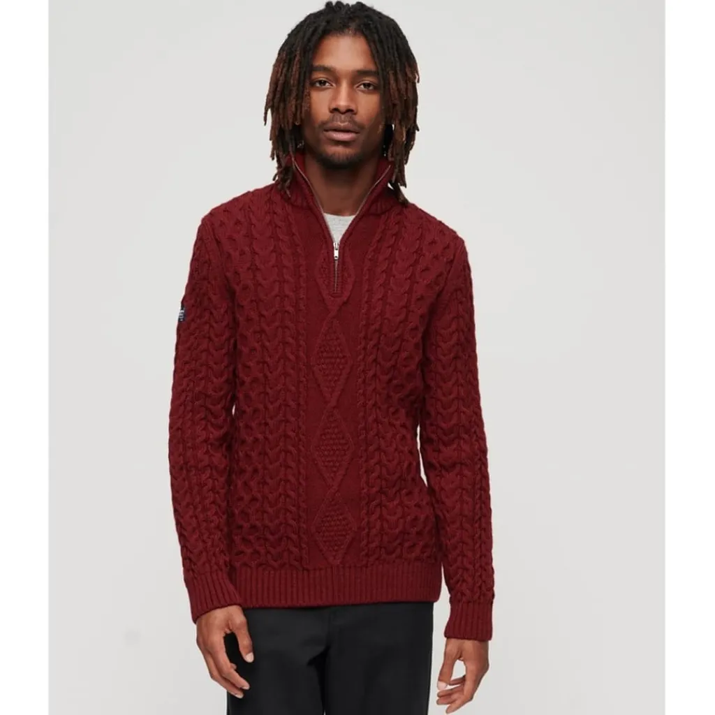 Knitwear*Superdry Jacob Regular Fit Crew Neck Sweater in Red