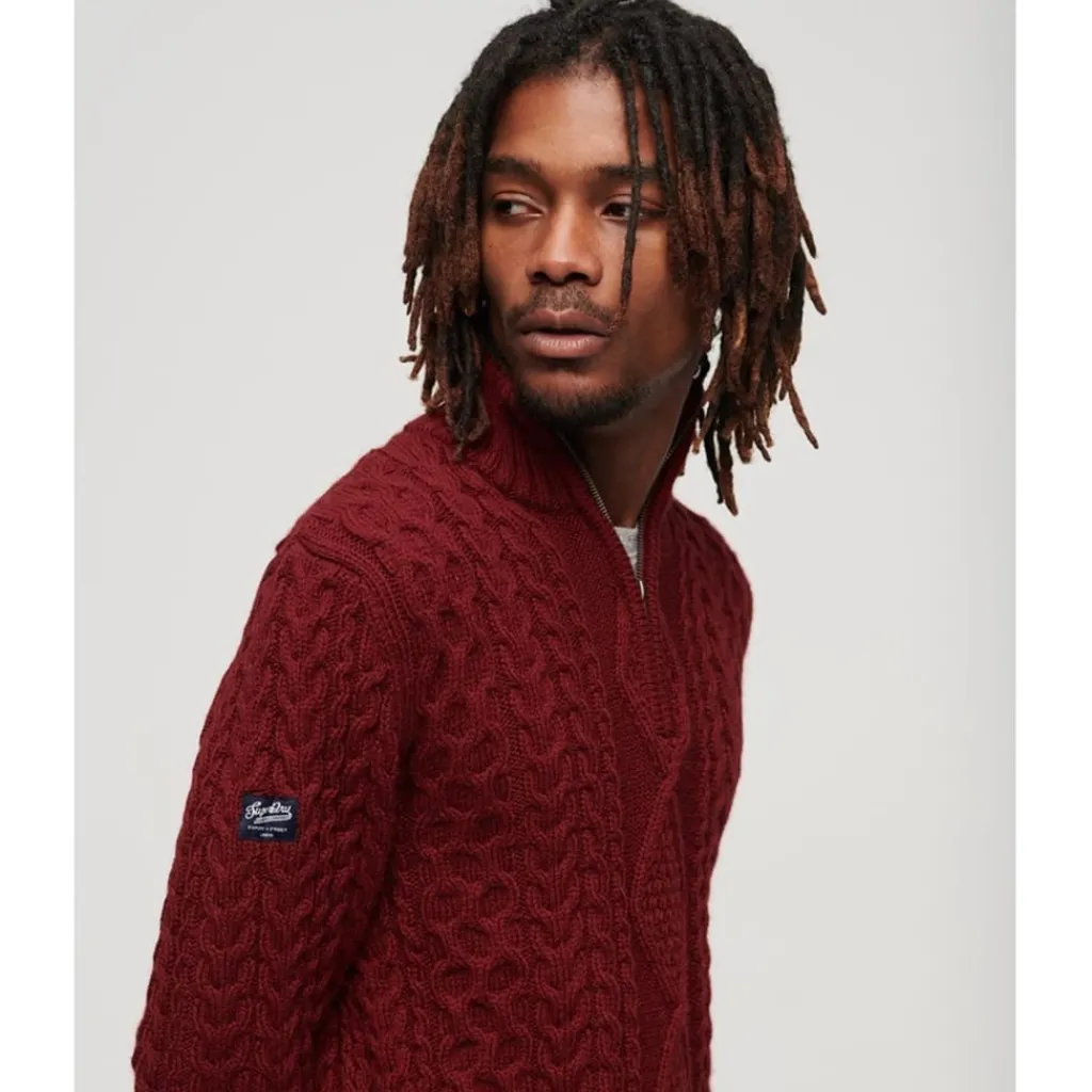 Knitwear*Superdry Jacob Regular Fit Crew Neck Sweater in Red