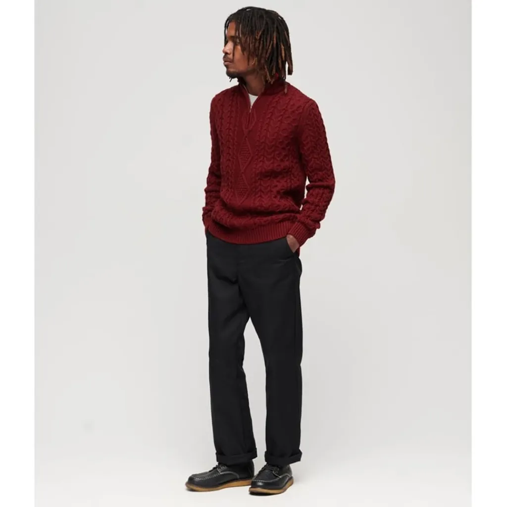 Knitwear*Superdry Jacob Regular Fit Crew Neck Sweater in Red