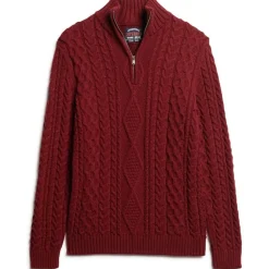 Knitwear*Superdry Jacob Regular Fit Crew Neck Sweater in Red