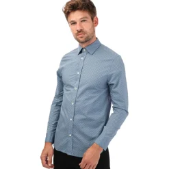 Shirts*Ted Baker Mens Burstal Houndstooth Print Shirt in Blue