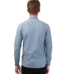 Shirts*Ted Baker Mens Burstal Houndstooth Print Shirt in Blue