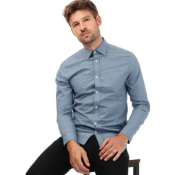Shirts*Ted Baker Mens Burstal Houndstooth Print Shirt in Blue