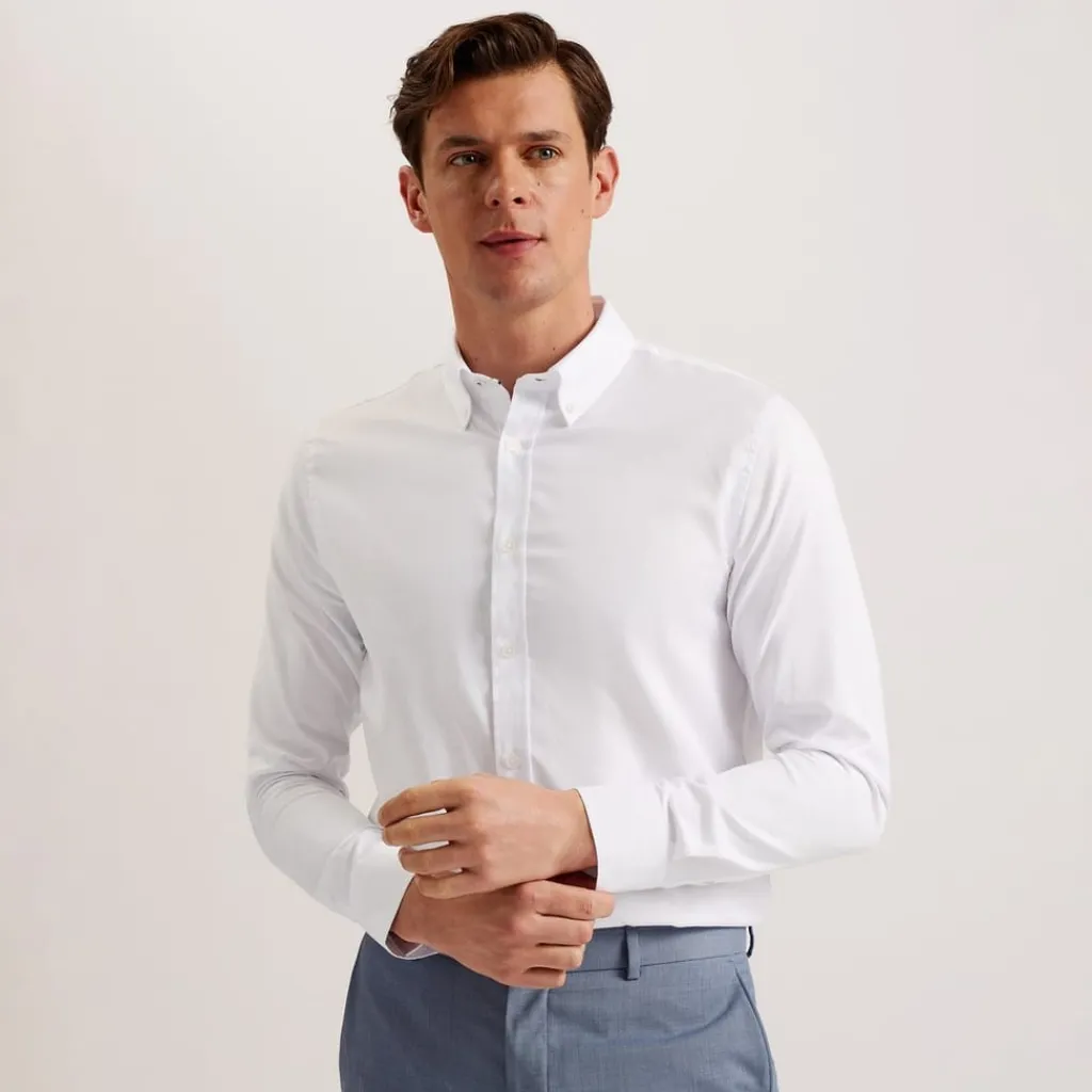 Shirts*Ted Baker Oxford Regular Fit Long Sleeve Shirt in White