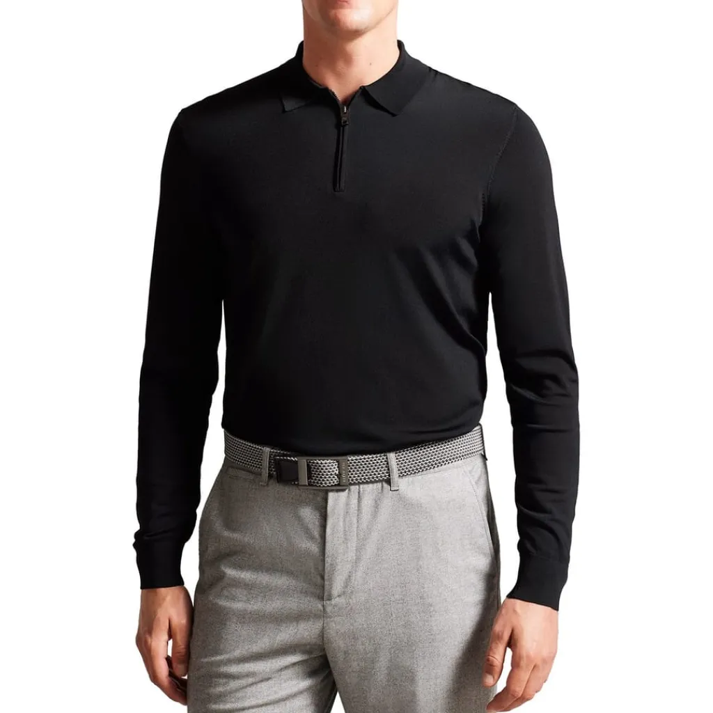 Belts*Ted Baker Pin Buckle Column Logo Belt in Black