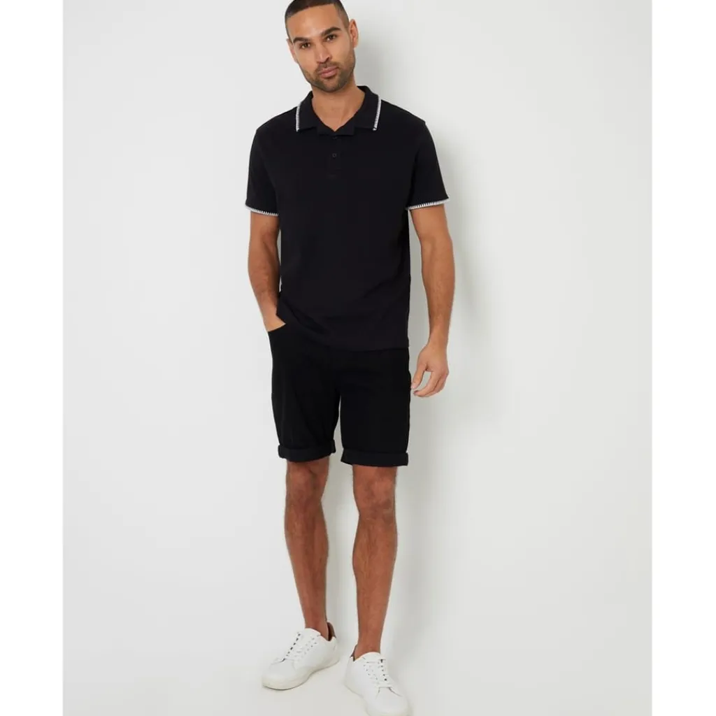Polo Shirts*Threadbare Arnwick Regular Fit Short Sleeve Shirt in Black